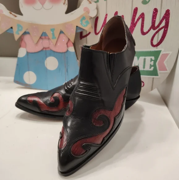 Vintage EUC 80'S NINE WEST Aviva Leather Cowgirl Slip On Ankle Booties, 🖤, 7.5 - Picture 3 of 16